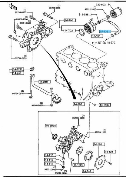 MAZDA MX-5 MIATA NA8C Genuine Oil Cooler Water Hose BPE8-15-536 OEM