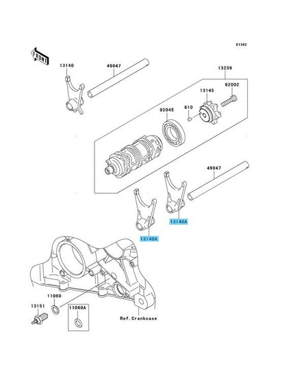 KAWASAKI NINJA ZX-6R ZX600 1995-2006 Genuine Output Fork Shift 13140-1232 OEM