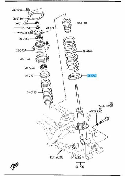 MAZDA MX-5 MIATA NB6C 1999-2005 Genuine Rear Suspension Spring Seat Rubber OEM