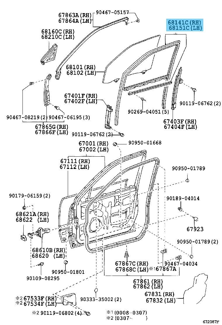 LEXUS LS430 UCF30 2001-2006 Genuine Front Door Glass Run RH & LH Set OEM