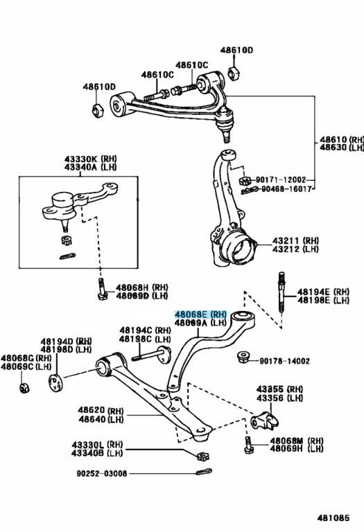 TOYOTA ARISTO LEXUS GS300 GS400 GS430 Genuine Front Suspen Lower Arm Right OEM