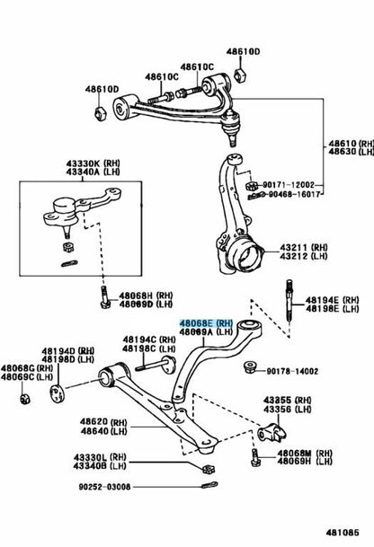 TOYOTA ARISTO LEXUS GS300 GS400 GS430 Genuine Front Suspen Lower Arm Right OEM