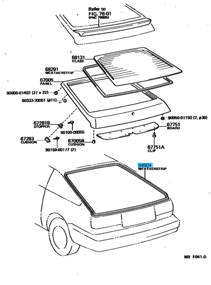 TOYOTA LEVIN TRUENO AE86 Genuine 3Door Hatch Back Door Weatherstrip Seal OEM