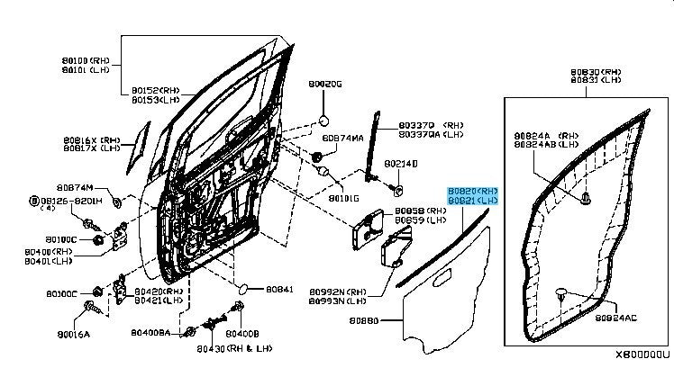 NISSAN NV200 M20X 2013-2021 Genuine Front Door Outside Molding RH & LH Set OEM