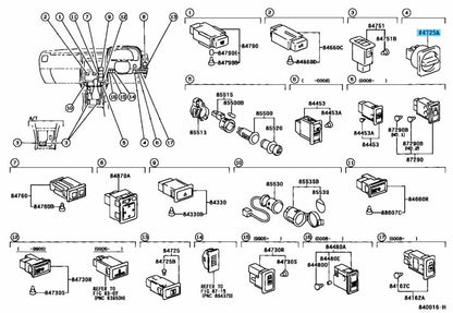 TOYOTA LAND CRUISER 98-02 LX470 Genuine Differential Lock Switch 84725-60030 OEM