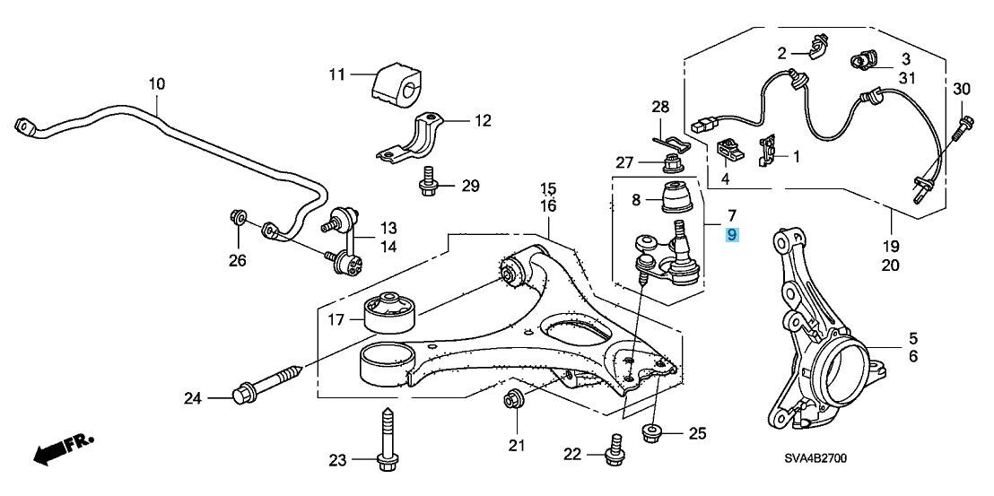 HONDA CIVIC FD1 FD2 06-11 Genuine Fr/Lower Ball Joint Comp LH 51230-SNA-A03 OEM