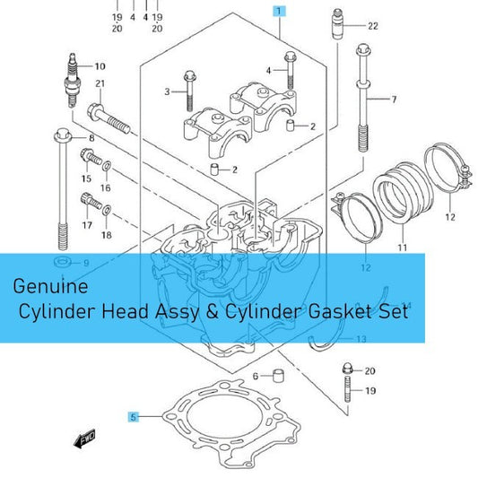 SUZUKI RM-Z250 2008-2009 Genuine Cylinder Head Assy & Cylinder Gasket Set OEM