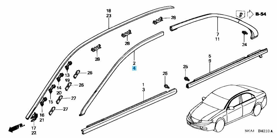 HONDA ACCORD CL7 EURO R Genuine Front Door Sash Molding Left 72465-SEA-J01 OEM