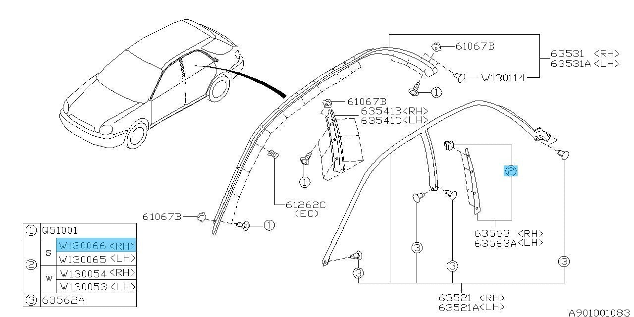 SUBARU IMPREZA WRX STI GDF 02-07 Genuine B Pillar Cover RH Clip x4 Set For Sedan