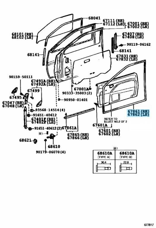 TOYOTA LEVIN TRUENO AE86 Genuine Front Door Weatherstrip Right & Left Set OEM