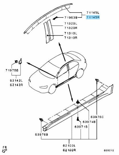 MITSUBISHI LANCER EVOLUTION X 10 CZ4A Genuine Roof Drip Moulding Right Side OEM