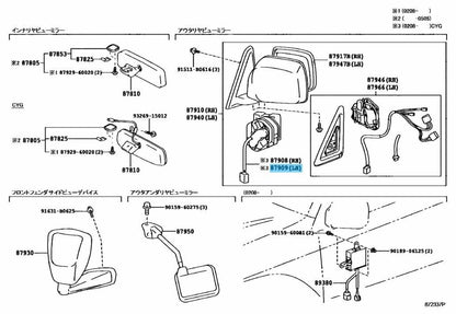 TOYOTA LEXUS LX470 02-06 Genuine Outer Mirror Actuator Assy LH 87909-60731 OEM