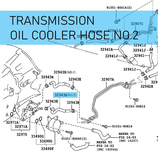 TOYOTA LAND CRUISER URJ200 '08-15 Genuine Transmission Oil Cooler Hose NO.2 OEM