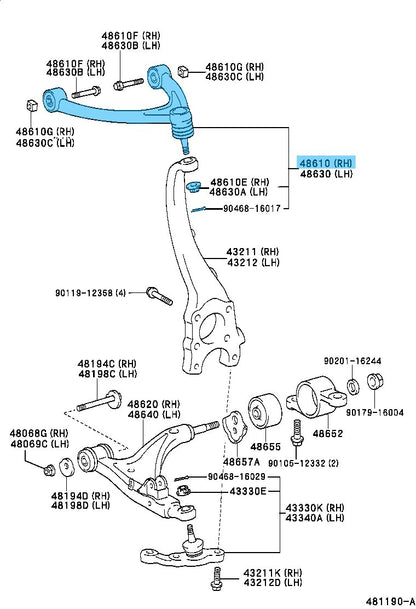 TOYOTA LEXUS LS430 UCF30 '02-05 Genuine Front Suspension Upper RH 48610-59045