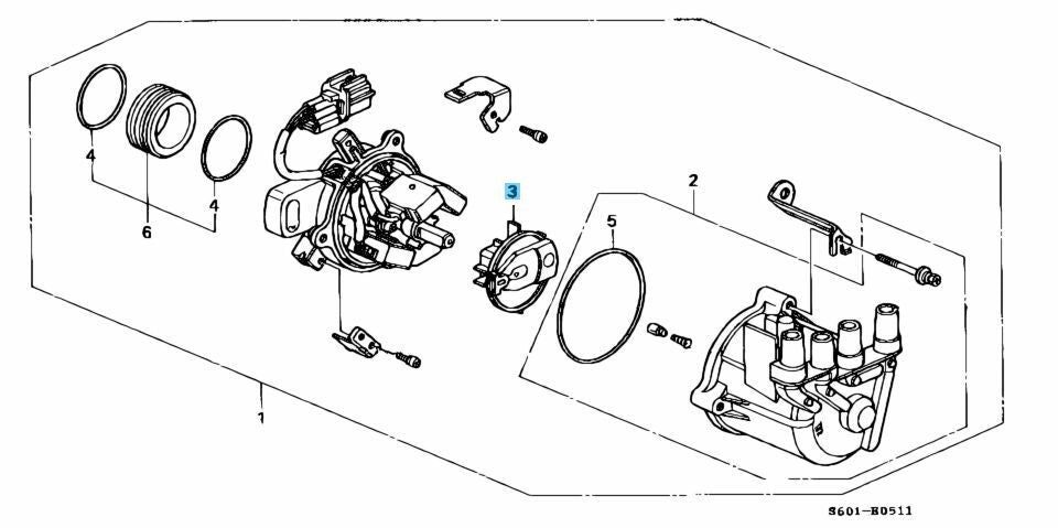 HONDA BEAT PP1 1991-1996 Genuine Distributor Cap & Rotor & Packing Set OEM