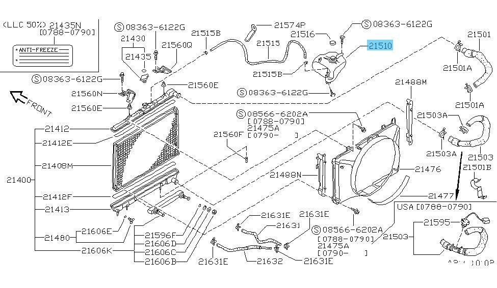 NISSAN 240SX S13 1989-1994 Genuine Radiator Reservoir Tank Assy 21721-35F01 OEM