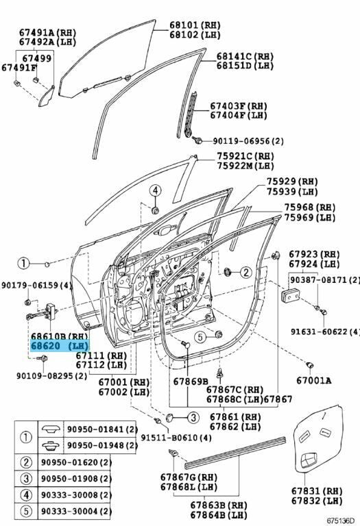 TOYOTA HIGHLANDER GSU40 08-13 Genuine Front Door Check Assy LH 68620-48031 OEM