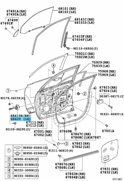 TOYOTA HIGHLANDER GSU40 08-13 Genuine Front Door Check Assy LH 68620-48031 OEM