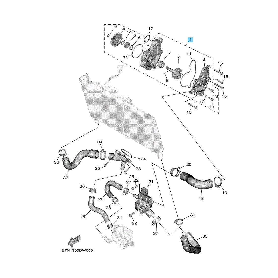 YAMAHA MT-09 2021-2024  Genuine Water Pump Assy B7N-12420-00-00 OEM