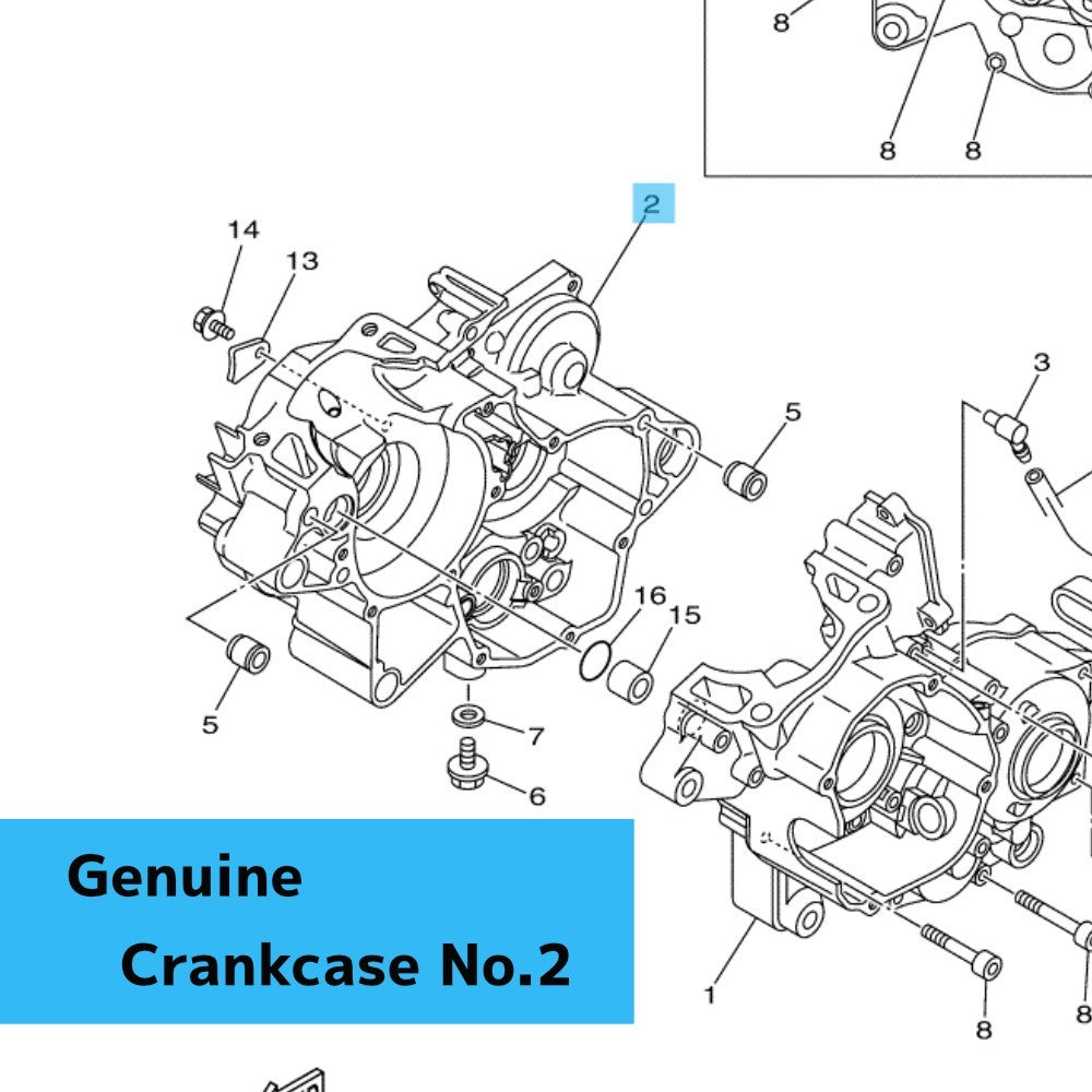 YAMAHA YZ125 '22-26 YZ125X '23-26 Genuine Crankcase No.2 B4X-15121-00-00 OEM