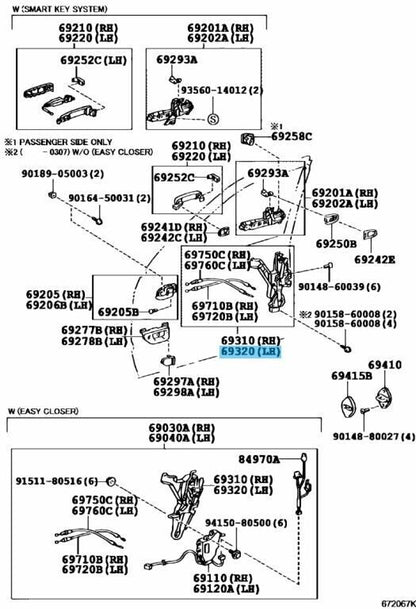 TOYOTA LEXUS LS430 UCF30 01-06 Genuine Front Door Lock Assy LH 69040-50181 OEM