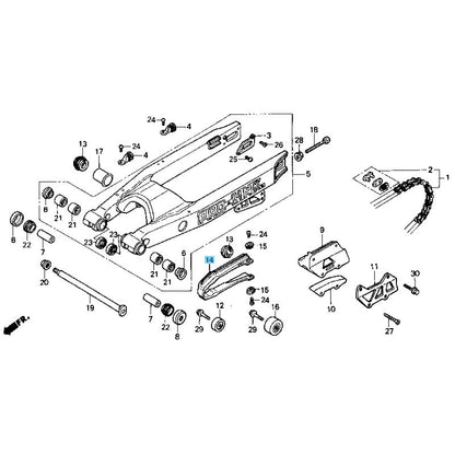 HONDA CR125R '89-90 CR250R '88-89 Genuine Swingarm Chain Slider 52170-KS7-830