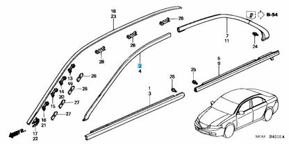 HONDA ACCORD CL7 EURO R Genuine Front Door Sash Molding Right 72425-SEA-J01 OEM