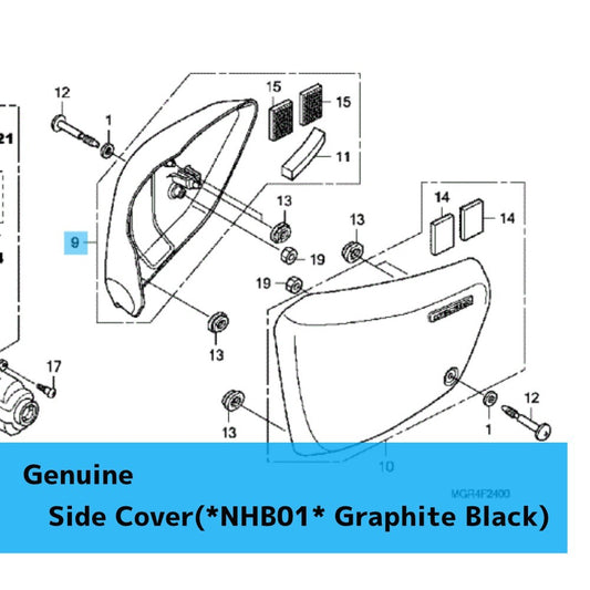 HONDA VT750RS '10-13 Genuine Side Cover(Graphite Black) RH 63000-MGR-670ZA OEM