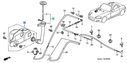 HONDA S2000 AP1 AP2 '00-09 Genuine Windshield Washer Reservoir & Hose Set OEM