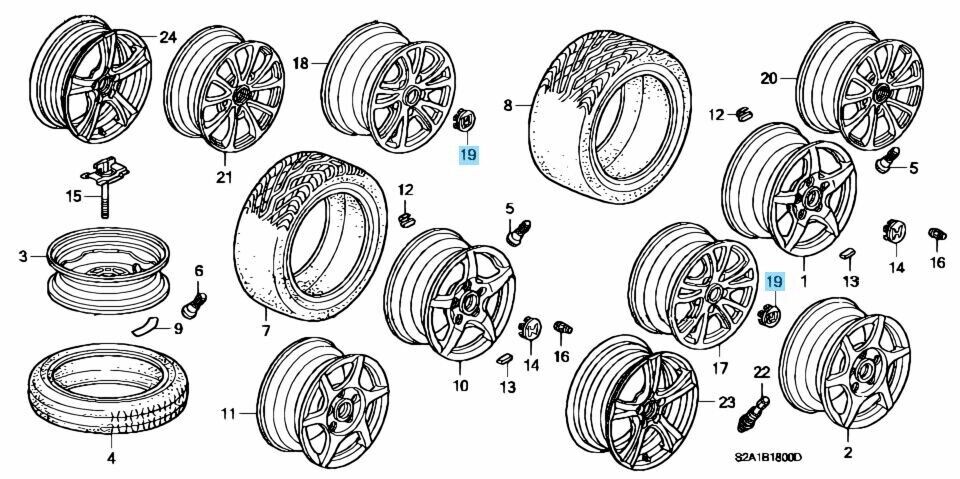 HONDA S2000 S2K AP2 Genuine Aluminum Wheel Center Cap 17 inch 4pcs Set OEM