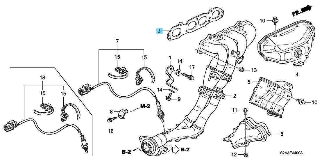 HONDA S2000 AP1 AP2 2000-2009 Genuine Exhaust Manifold Gasket 18115-PCX-014 OEM