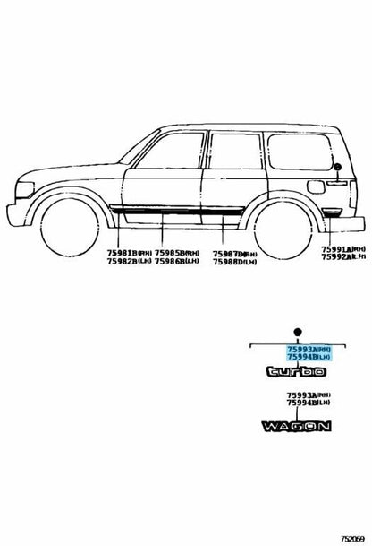 TOYOTA LAND CRUISER HDJ80 HDJ81 HDJ81V Genuine Rear Quarter Decal 2pcs Set OEM