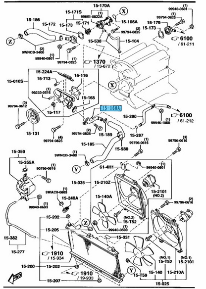 MAZDA MX-5 MIATA NA8C NB6C 1990-2000 Genuine Water Pump Inlet B61P-15-160 OEM