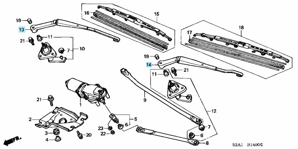 HONDA S2000 AP1 AP2 RHD Genuine Front Windshield Wiper Arm Right & Left Set OEM