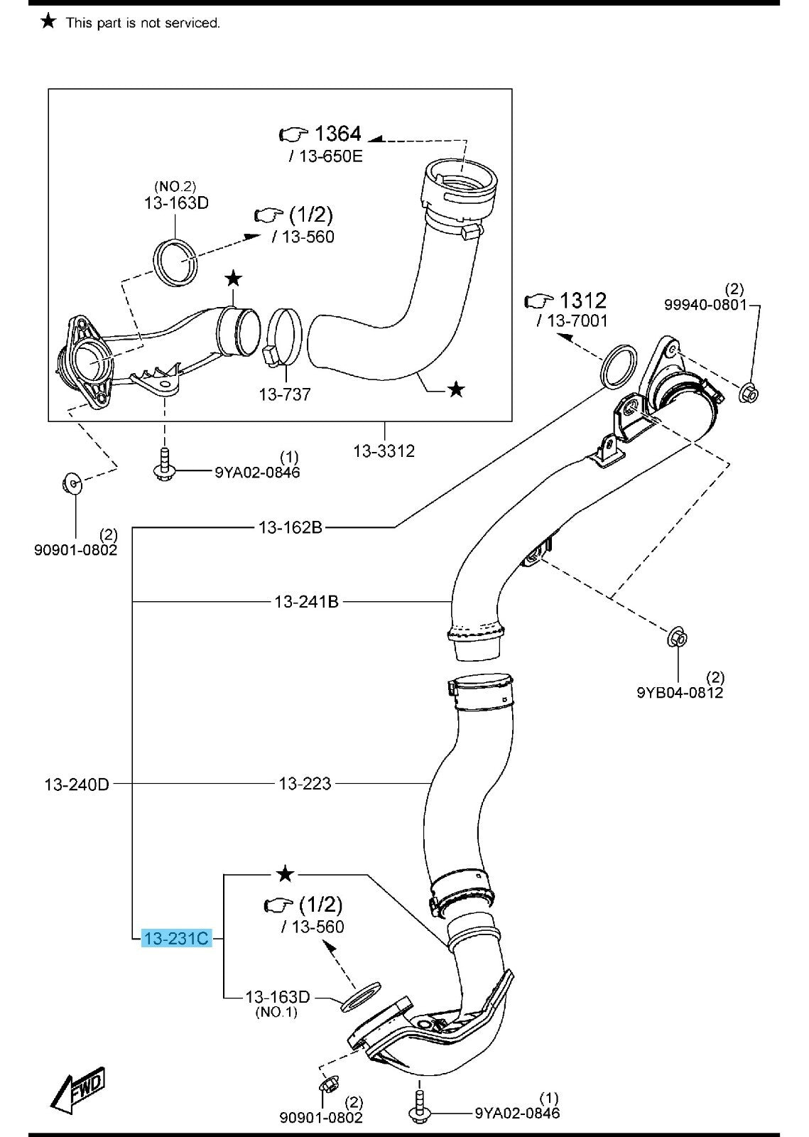 MAZDA CX-5 KF2P KF5P KFEP 2019-2024 Genuine Air Intake Pipe SH01-13-33XF OEM