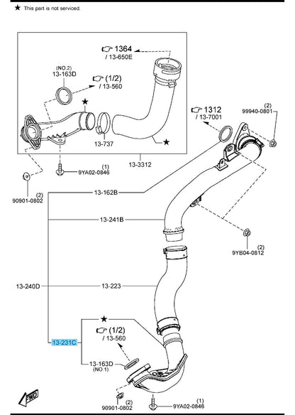 MAZDA CX-5 KF2P KF5P KFEP 2019-2024 Genuine Air Intake Pipe SH01-13-33XF OEM