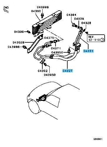 MITSUBISHI MONTERO V75W 01-06 Genuine Engine Oil Cooler Return & Feed Hose Set