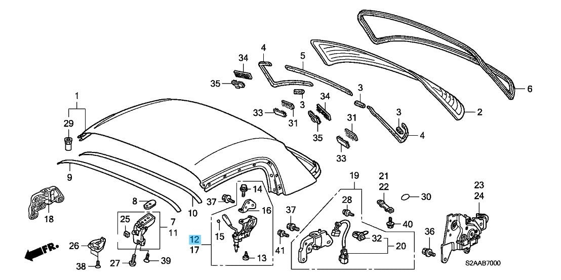 HONDA S2000 AP1 AP2 '00-09 Genuine Hardtop Roof Side Lock Assy RH 85200-S2A-902