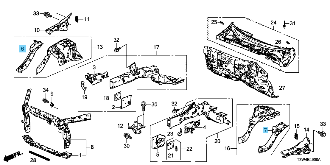 HONDA ACCORD CR# 2013-2015 Genuine Front Lower Member Set Right & Left Set OEM