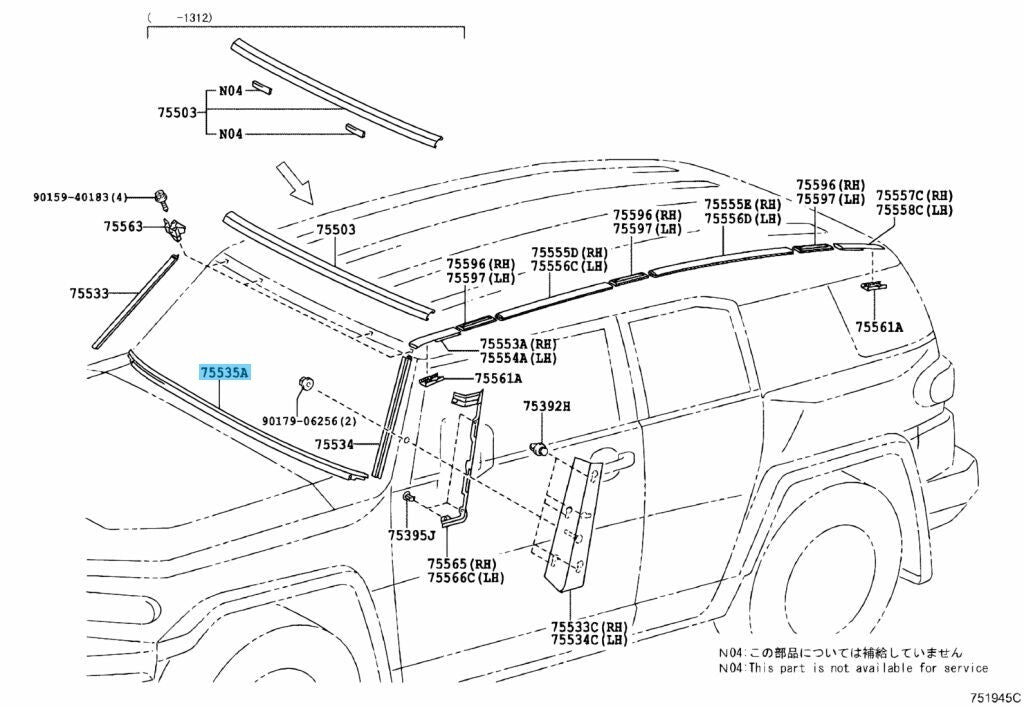 TOYOTA FJ CRUISER GSJ1# 07-14 Genuine Front Outside Lower Moulding 75535-35011