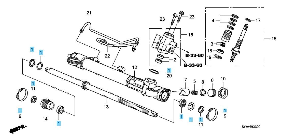 HONDA CR-V RE3 RE4 07-11 Genuine Power Steering Seal Kit A Rotary Valve OEM