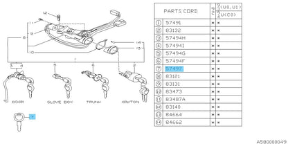 SUBARU IMPREZA GC8 GF8 1993-2001 Genuine Master Blank Key Plate 57497KG020 OEM