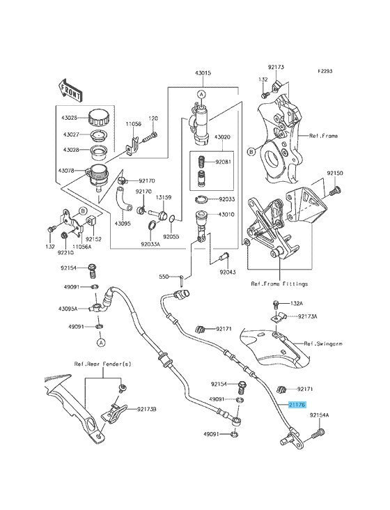 KAWASAKI NINJA ZX-10R ZX1000 2016-2020 Genuine Rear Wheel Sensor 21176-0815 OEM