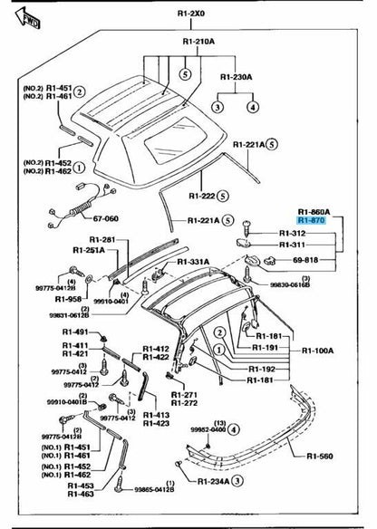 MAZDA MX-5 MIATA ROADSTER Genuine Soft Top Latch Lock Left NA01-R1-320M OEM