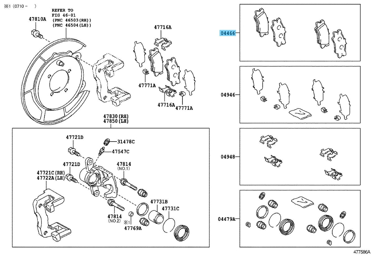 TOYOTA CAMRY ACV40 07-11 Genuine Rear Disc Brake Pad Kit (Pad Only) 04466-33180