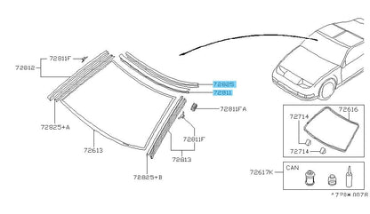 NISSAN 300ZX Z32 '90-96 Genuine Windshield Moulding Upper Center & Fastener Set