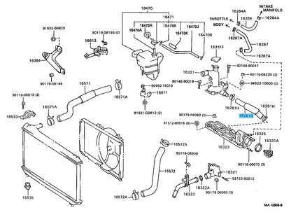 TOYOTA CAMRY MCV20 1993-2006 Genuine Water By-Pass Hose No.1 16261-20010 OEM
