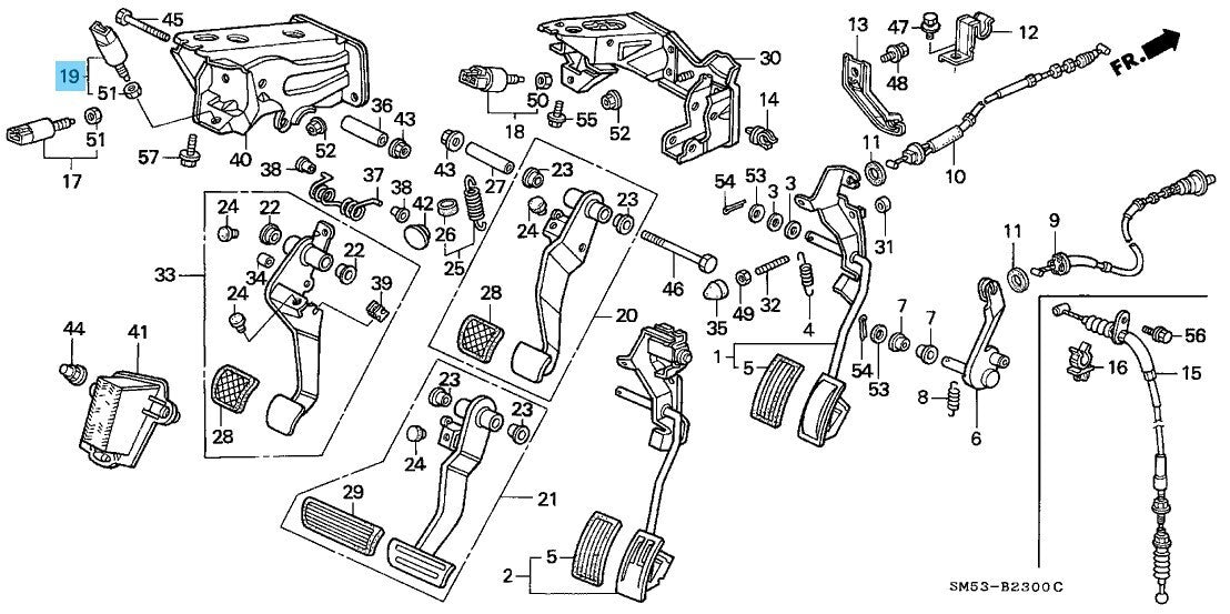 HONDA CR-V RD1 RD2 RD5 1998-2006 Genuine Clutch Switch Assy 35710-SE3-A01 OEM