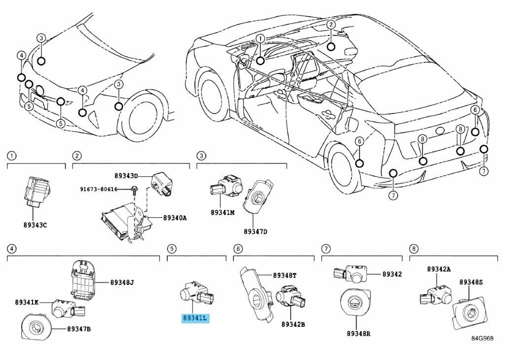 TOYOTA LEXUS RX450h 16-20 Genuine Ultrasonic Park Sensor 89341-48040-C3 OEM