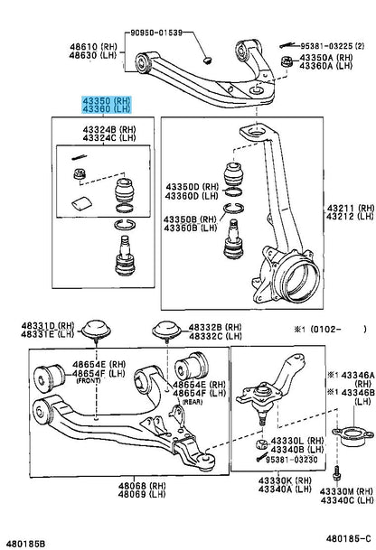 TOYOTA TACOMA RZN161 95-04 Genuine Front Upper Ball Joint Assy RH & LH Set OEM